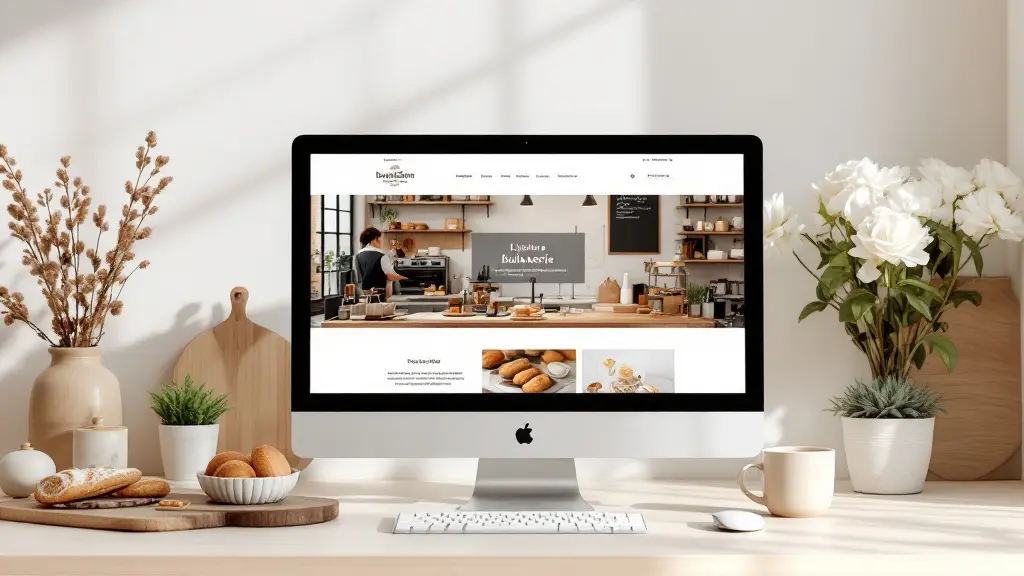 Site vitrine d'une boulangerie de quartier, rendu sur écran